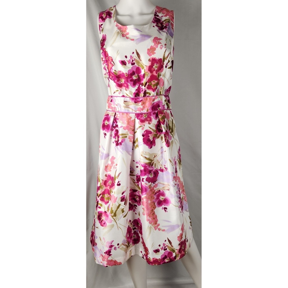 Studio I Floral Satin Dress Chic/Preppy/ Romantic/Elegant 16